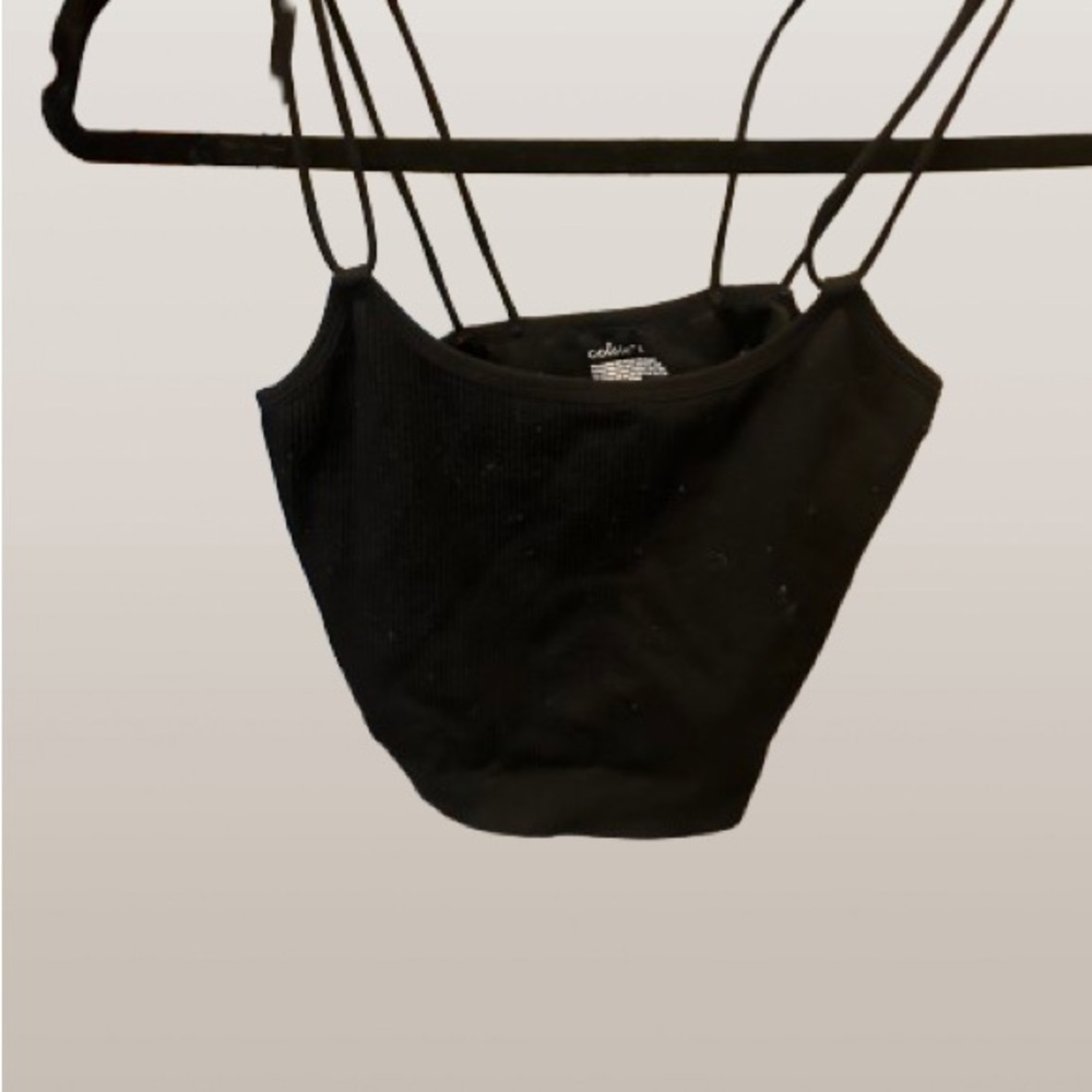 Black Ribbed Crop Top